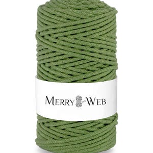 MerryWeb Corda in Cotone Verde 3mm, 100 metri – Corda intrecciata in cotone, cotone riciclato