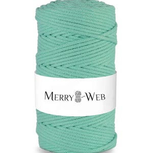 MerryWeb Corda in Cotone Menta 3mm, 100 metri – Corda intrecciata in cotone, cotone riciclato