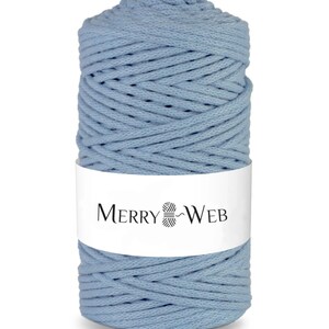 MerryWeb Corda in Cotone Blu 3mm, 100 metri – Corda intrecciata in cotone, cotone riciclato