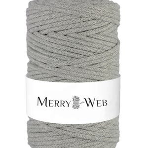 MerryWeb Corda in Cotone Grigia 5mm, 100 metri – Corda intrecciata in cotone, cotone riciclato
