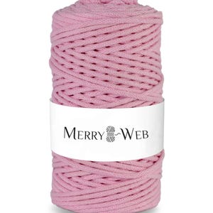 MerryWeb Corda in Cotone Rosa 3mm, 100 metri – Corda intrecciata in cotone, cotone riciclato