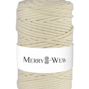 MerryWeb Corda in Cotone Naturale 5mm, 100 metri – Corda intrecciata in cotone, cotone riciclato