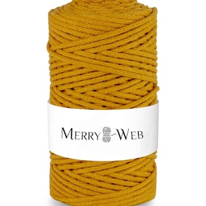 MerryWeb Corda in Cotone Senape 3mm, 100 metri – Corda intrecciata in cotone, cotone riciclato