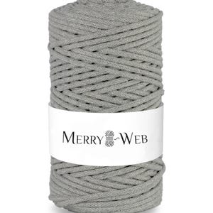 MerryWeb Corda in Cotone Grigia 3mm, 100 metri – Corda intrecciata in cotone, cotone riciclato