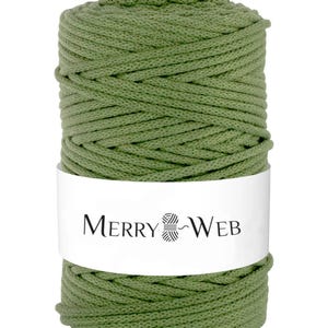 MerryWeb Corda in Cotone Verde 5mm, 100 metri – Corda intrecciata in cotone, cotone riciclato