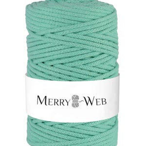 MerryWeb Corda in Cotone Menta 5mm, 100 metri – Corda intrecciata in cotone, cotone riciclato
