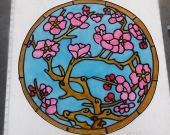 Cherry Blossoms mandala window cling