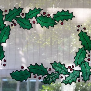Holly and berry corner window clings image 1