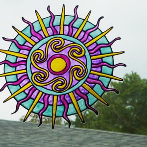 Purple burst mandala window cling