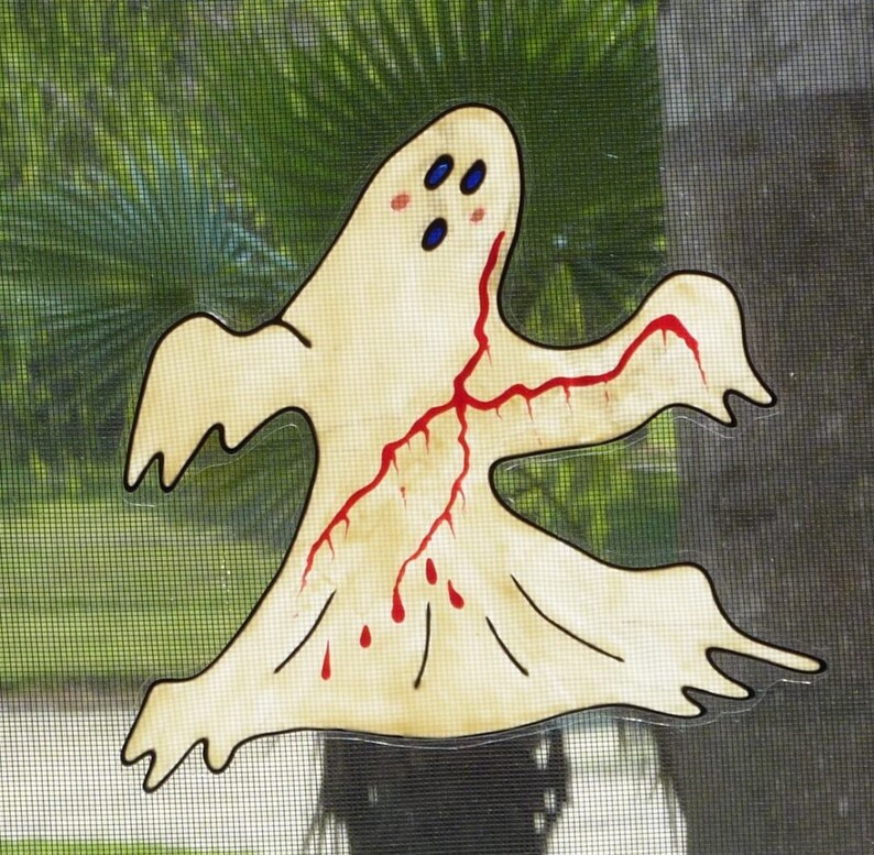 Scary Ghost Halloween Window Cling Etsy