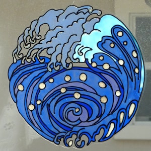 Ocean wave mandala window cling
