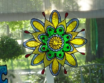 Star mandala window cling