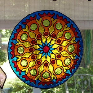 Bright colors mandala window cling