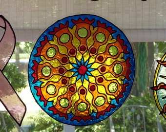 Bright colors mandala window cling