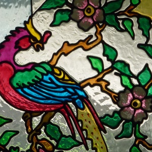 Chinese pheasant window cling, stained glass look