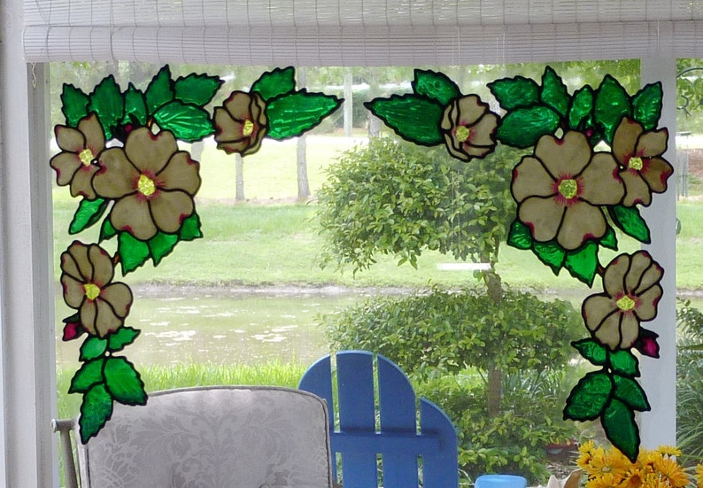 Corner flower window clings-dogwood image 2