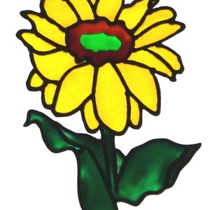 Sunflower window cling, suncatcher, faux stained glass