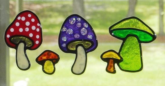 Mushroom set window cling, sun catcher