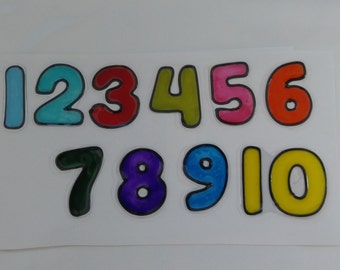 Number window clings in jewel colors