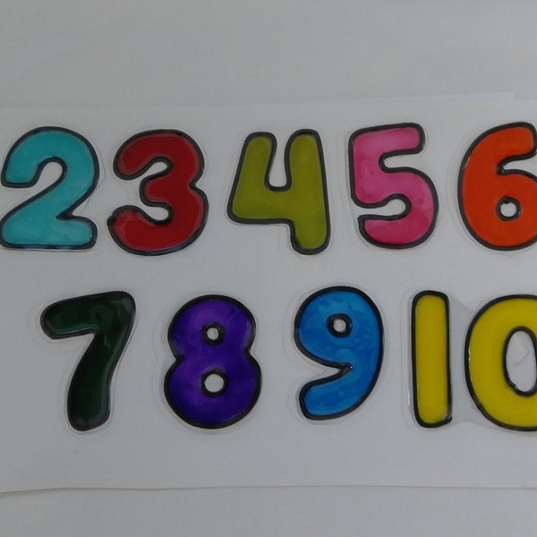 Number window clings in jewel colors