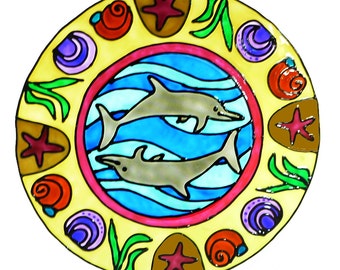 Dolphin, beach mandala window cling