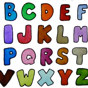 Alphabet window clings in jewel colors