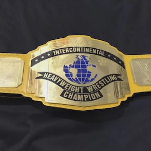 Intercontinental Championship Replica Belt: Yellow Leather Strap, Adult Size
