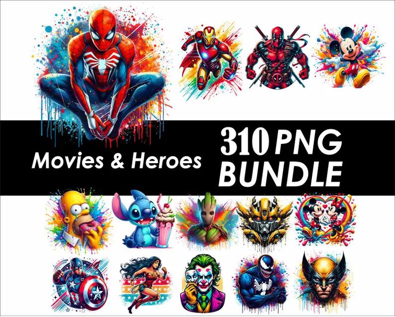 SuperHero collection 310 PNG Design Bundle Movies and Heroes High Quality Sublimation Printing Png Design the best out there