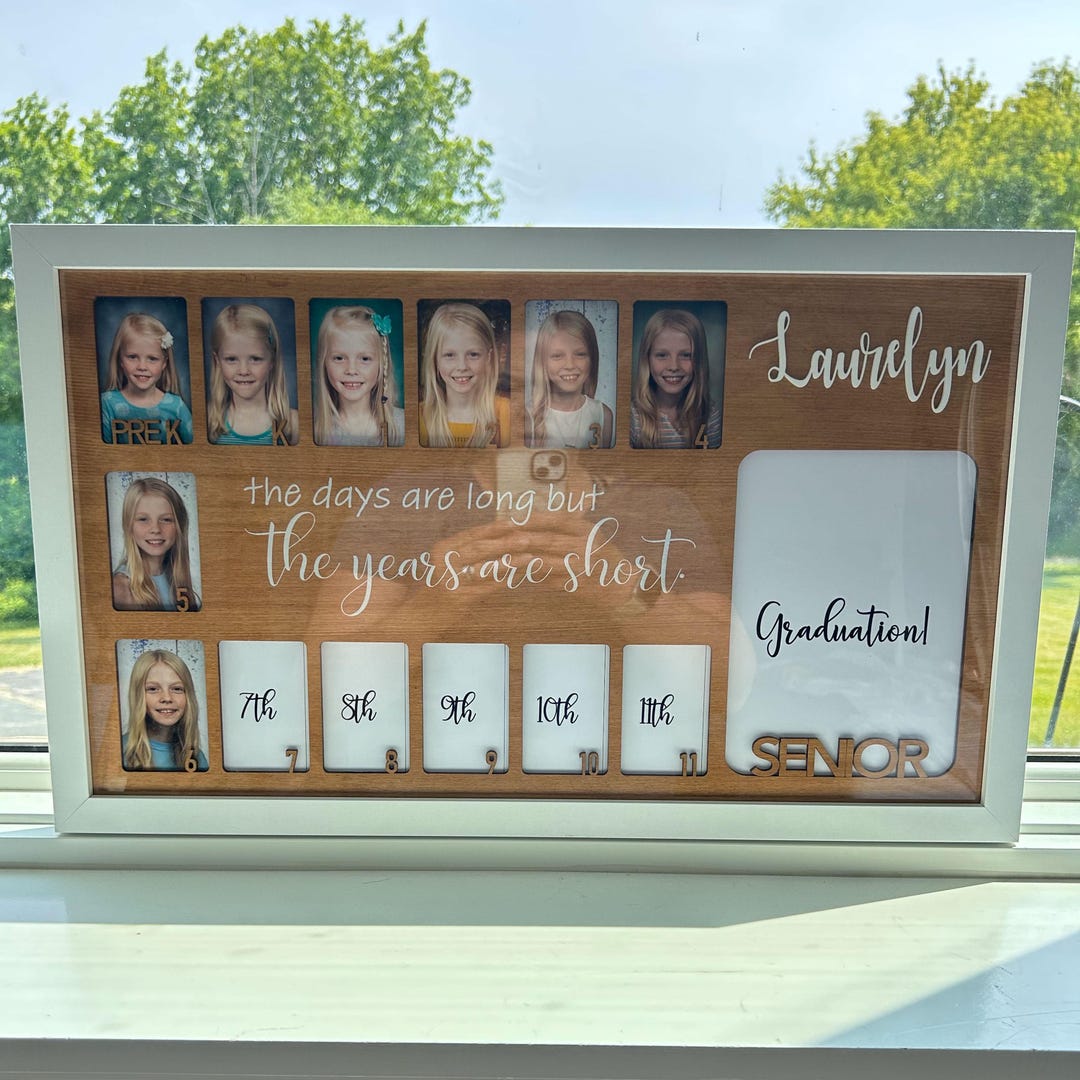 Personalized School Years Photo Frame, Prek to Graduation Picture