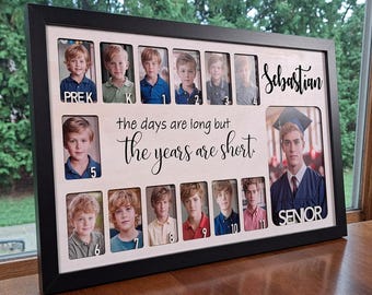Personalized School Years Photo Frame, Pre-K to Graduation Memories Collage