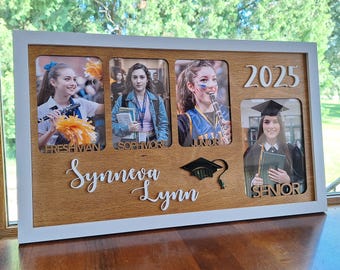 Personalized Graduation Picture Frame, 2025 High School Graduate Gift, Class of 2025 Photo Collage