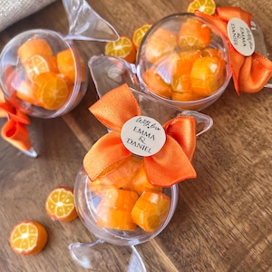 Personalized Orange Candy Favors, Citrus Wedding Acrylic Boxes, Summer Party Gift