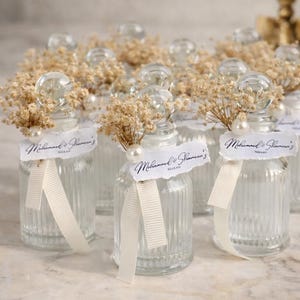 パーソナライズされたミニウェディングガラスボトルの記念品、花嫁への大量ウェディングギフト、ニッカの記念品
