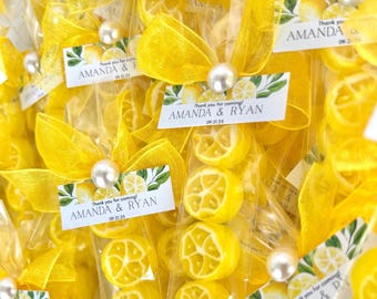 Personalized Lemon Candy Wedding Favors, Italian Amalfi Party Favors, Citrus Bridal Shower Guest Gifts