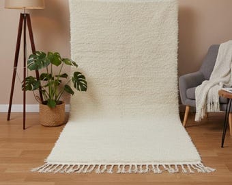 Moroccan White Area Rug – Neutral Wool Berber Floor Rugs