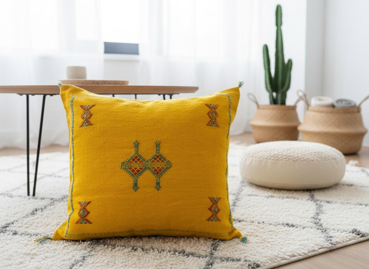 JUEGO DE 4 - Fundas De Cojín De Color Amarillo Ocre 18 X 18