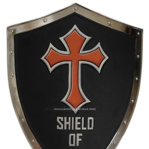 Medieval crusader knight shield. Templar Shield of Faith - red cross