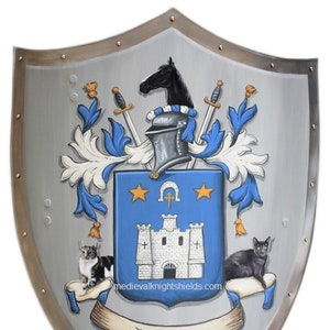 Personalized Wedding Gift idea, Fantasy family crest knight shield, family crest bride & groom parents anniversary gift idea