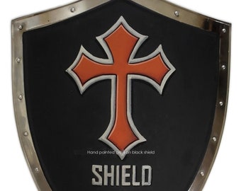 Medieval crusader knight shield. Templar Shield of Faith - red cross