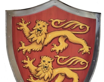 Normandy shield, knights templar shield - crusader shield- heater shield with lions