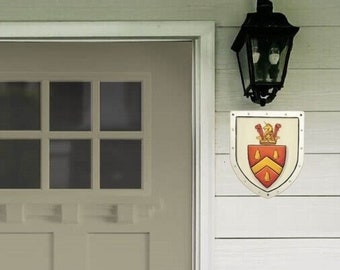 Metal house plaques, door shields w. family crest Coat of Arms painting