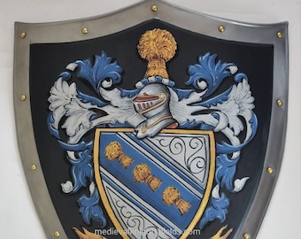 Family Coat of Arms Shield, Sm.  Medieval Metal Knight Shield