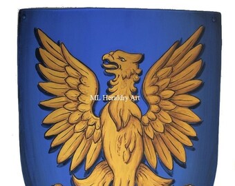 Malowana ręcznie tarcza templariuszy: Tarcza grzewcza rycerza krzyżowca z orłem