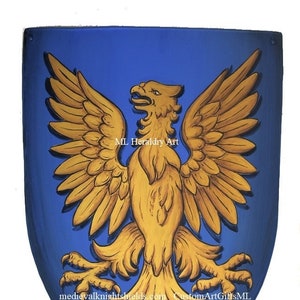 Templar Shield, Crusader Knight Shield - Hand Painted Heater Shield Eagle
