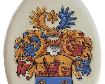 Outdoor Family Crest Coat of Arms Ceramic House Plaque Custom hand painted Wedding Family Crest Plaque