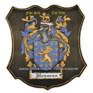 Family Crest Wall Plaque 17 x 18-inch wooden plaque soft black