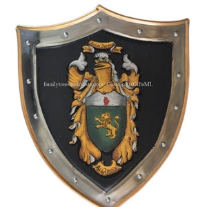 Family Crest Coat of Arms Shield- Hand Painted Medieval Knight Shield Wall Decor