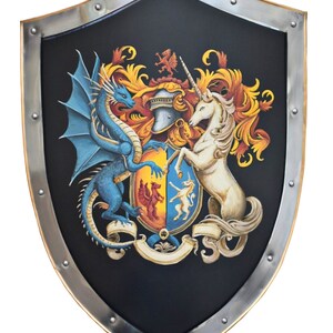 Family crest knight shield, painting after AI-generated image