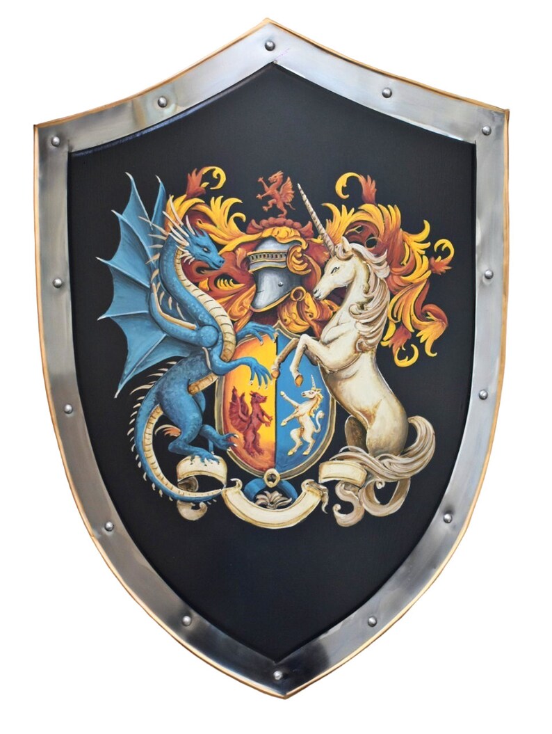 Family crest knight shield, painting after AI-generated image