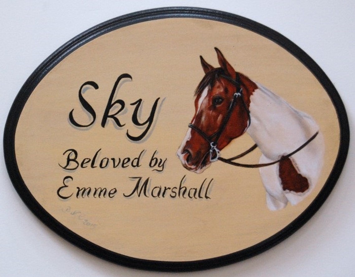 Custom Hand Painted Horse Plaque Personalized Stall Sign W. Etsy